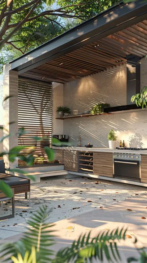 Verandah Ideas, Backyard Escape, Kitchen Designs Ideas, Outdoor Grill Area, Outdoor Cooking Spaces, Outdoor Bbq Area, Outdoor Barbeque, Outdoor Bbq Kitchen, Bbq Kitchen