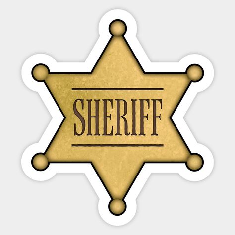 A star-shaped, metal sheriff's badge from the wild west, stylised to look distressed. Wild West Sheriff cosplay made easy. A tin star on a t-shirt. -- Choose from our vast selection of stickers to match with your favorite design to make the perfect customized sticker/decal. Perfect to put on water bottles, laptops, hard hats, and car windows. Everything from favorite TV show stickers to funny stickers. For men, women, boys, and girls. Wild West Sheriff, Tin Star, Modern Fence Design, Sheriff Badge, Modern Fence, Easy A, The Wild West, Fence Design, Custom Magnets