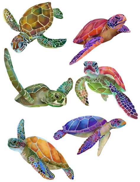 Sea Turtles Wall Stickers Sea Turtles Wall Stickers These are made by us in the UK using the highest quality vinyl and printed using our in-house photo lab printer. Images are bright and vibrant using high resolution vector graphics. Please check sizes carefully, size relates to each turtle, you receive all turtles shown in the size you pick High Quality Vinyl Non-permanent adhesive Easy to Apply - Just Peel and Stick! About Us We are a small, family run business who focus on customer service. We originally started sourcing stickers as we'd had our own children and wanted stickers on their nursery walls. Therefore the products we sell we have actually used. As we are family run you will receive a personal service, so if you aren't happy, please email us and we'll always help. Trusted eBay Colorful Sea Turtle Painting, Turtle Digital Art, Turtle Drawing Color, Sea Turtle Art Painting, Cute Sea Turtle Drawing, Sea Turtle Illustration, Tropical Turtle, Sea Turtle Artwork, Turtle Poster