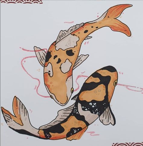 Koi Fish Alcohol Markers, Alcohol Marker Drawings Ideas, Anime Marker Art, Drawing Inspo Alcohol Markers, Drawing Inspo Markers, Alcohol Marker Drawings Aesthetic, Alcohol Marker Sketches, Alcohol Markers Drawing, Alcohol Marker Drawings Easy