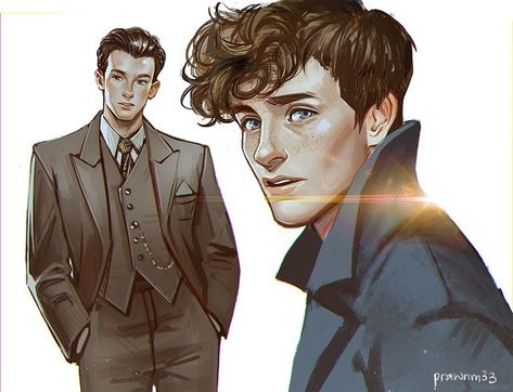 M ; 虾面 on Instagram: “Scamander brothers!! 🔥Theseus is my type 😏😏😏🔥🔥 Thank you for coming to my twitch stream! Theseus tied with Wei Wuxian for last month’s…” Funny Face Movie, Fantastic Beasts Fanart, Fantasic Beasts, Funny Art Prints, Desenhos Harry Potter, Images Harry Potter, Harry Potter Drawings, Fantastic Beasts And Where, Harry Potter Fan Art