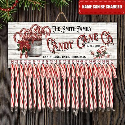 Candy Cane Sleigh, Canes Decor, Countdown Sign, Signs Decor, Personalized Wood Signs, Custom Candy, Christmas Signs Wood, Family Sign, Kitchen Farmhouse