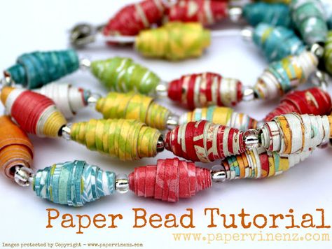 Paper Beads Tutorial, Paper Beads Diy, Colorful Scrapbook, Make Paper Beads, Fun Summer Crafts, Paper Bead Jewelry, Diy Papier, Family Crafts, Paper Jewelry