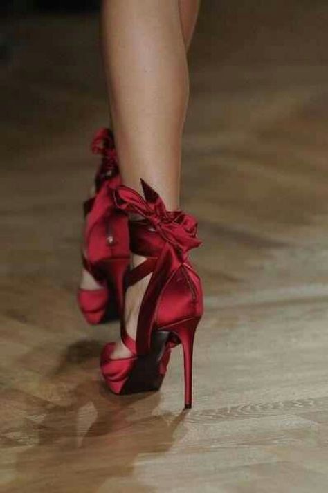 Red ribbon shoes Red High Heels, Combat Boot, Red High, Red Heels, Gorgeous Shoes, Fabulous Shoes, Hot Shoes, 여자 패션, Crazy Shoes