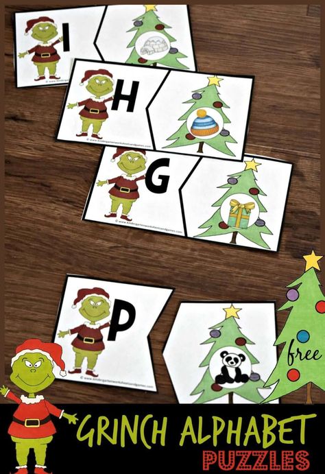 These FREE Grinch Alphabet Puzzles are such a fun literacy activity for early readers in December. These are SO CUTE!! #grinch #grinchactivities #christmasactivities #alphabetpuzzles #kindergartenworksheetsandgames #freechristmasprintables #kindergarten #preschool Grinch Worksheets, Free Grinch Printables, Christmas Science Experiments, Christmas Literacy, December Kindergarten, Grinch Crafts, Christmas Learning, Preschool Christmas Activities, Christmas Science