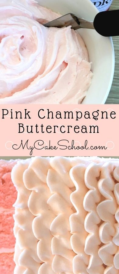 Delicious Pink Champagne Buttercream Frosting Recipe by MyCakeSchool.com Champagne Buttercream Frosting, Cupcake Creme, Champagne Cake Recipe, Champagne Buttercream, Pink Champagne Cake, Pink Buttercream, Champagne Cake, Frosting Recipes Easy, Cake Frosting Recipe