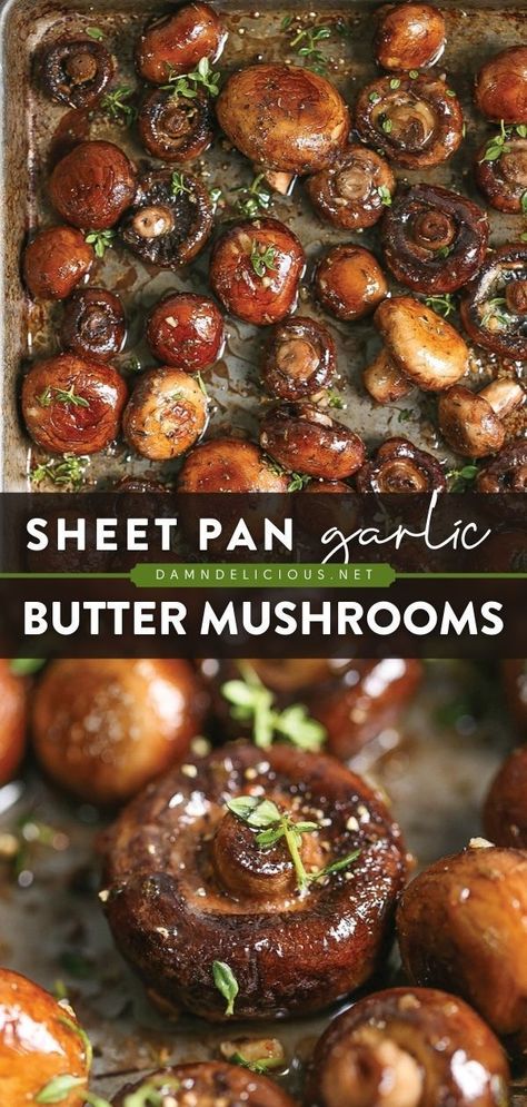 39 reviews · 30 minutes · Vegetarian Gluten free Paleo · Serves 6 · Always say yes to one-pan dishes for easier cleanup! Roasted on a sheet pan in an epic garlic butter sauce, this mushroom recipe makes one of the best side dishes for dinner. Save this and try it! Side Dishes For Dinner, Butter Mushrooms, Dishes For Dinner, Mushroom Side Dishes, Party Side Dishes, Garlic Butter Mushrooms, Best Side Dish, Mushroom Recipe, Garlic Butter Sauce