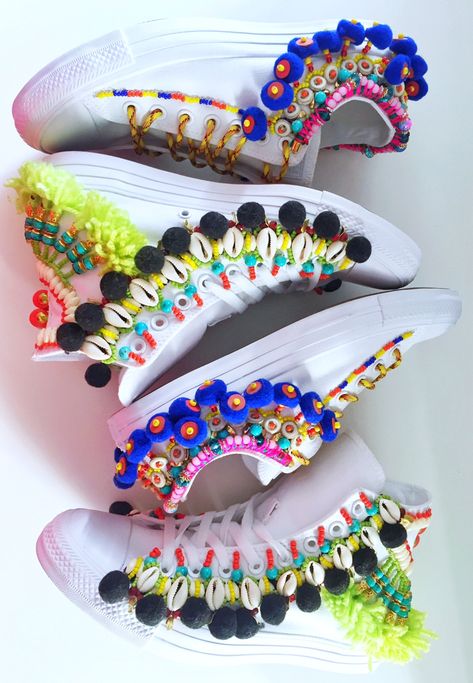 Indian Wedding Shoes, Bridal Sneakers, Shoe Makeover, Navratri Dress, Custom Shoes Diy, Diy Sneakers, Beaded Shoes, Confident Women, Embroidered Shoes