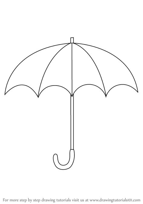 Umbrella Outline Drawing, Open Umbrella Drawing, Easy Umbrella Drawing, Easy Object Drawing, Umbrella Worksheet, Umbrella Outline, Object To Draw, Draw Umbrella, Drawing Umbrella