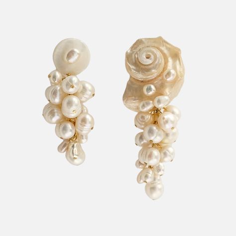 Mini Mermaid Earrings Mood Jewelry, Diamond Ear Cuff, Mermaid Shell, Seashell Earrings, Organic Nature, Mermaid Earrings, Starfish Earrings, Pearl Earring, Jewelry Lookbook