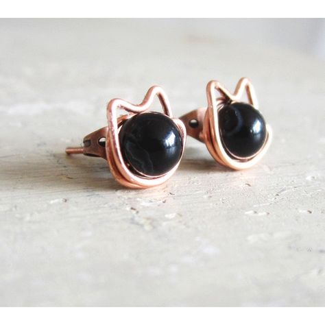 Claw Earrings Studs, Wire Cat Earrings, Wire Wrapped Stud Earrings, Wire Stud Earrings, Diy Earrings Studs, Wire Cat, Wire Animals, Cat Stud Earrings, Jewelry Closet