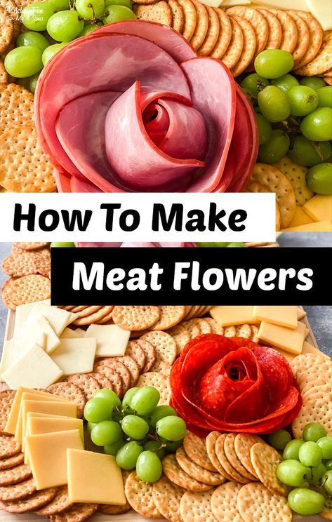 Spring Charcuterie Board Ideas, Meat And Cheese Charcuterie Board, Meat Flowers, Spring Charcuterie, Easter Charcuterie, Make A Charcuterie Board, Meat And Cheese Tray, Charcuterie Board Meats, Charcuterie Meats