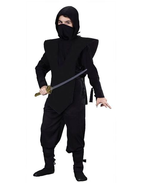 Ninja Child Costume Ninja Child CostumeExplore The Black Ninja! Costume Includes: A shirt with hood, pants, sash and scarf. Available sizes: Small (4- Ninja Halloween, Ninja Pants, Black Ninja, Black Halloween Costumes, Ninja Outfit, Boy Halloween Costumes, Fun World, Boy Costumes, Performance Wear