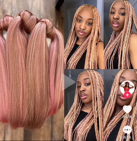 Mixed Colors For Braids, Blonde And Pink Box Braids, Mixing Braiding Hair Colors, Mixing Hair Color, Braiding Hair Colors, Short Box Braids Hairstyles, Glamour Hair, Braids Ideas, Box Braids Hairstyles For Black Women