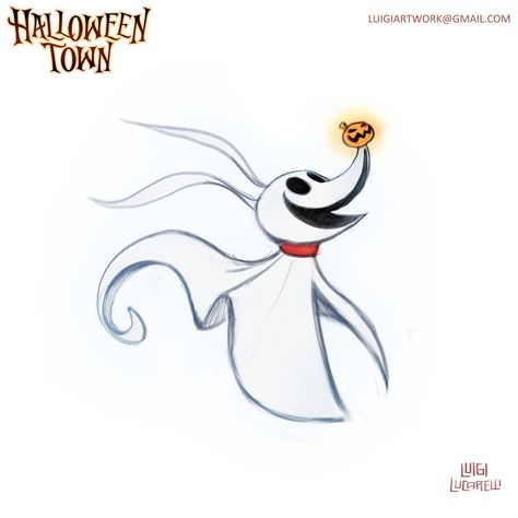 Halloween Town Zero Dog Drawing, Jack Skellington Dog, Luigi Lucarelli, Ghost Clothes, Nightmare Before Christmas Dog, Tim Burton Drawings, Nightmare Before Christmas Pictures, Zero Nightmare Before Christmas, A Nightmare Before Christmas