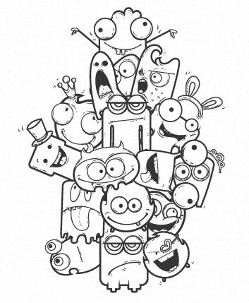 #monsters Doodles Kawaii, Doodle Monster, Doodle Wall, Doddle Art, Arte Doodle, Doodle Characters, Graffiti Doodles, Doodle Art Drawing, Doodle Inspiration