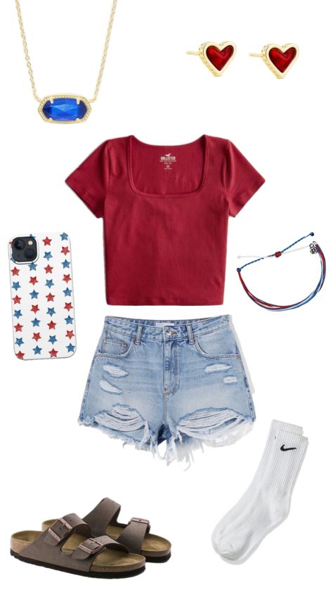 4th of July! Cute Middle School Outfits, Middle School Outfits, 4th Of July Outfit, Casual Preppy Outfits, 4th Of July Outfits, Cute Preppy Outfits, Cute Comfy Outfits, Cute Everyday Outfits, Teenage Fashion Outfits