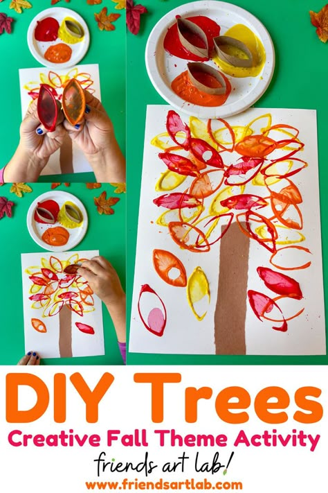 Create beautiful, unique trees with your little ones using our fall tree art for preschoolers! Fall Trees Crafts Preschool, Fall Collage For Preschoolers, Fall Trees Preschool, Preschool Art For Fall, Fall Trees Preschool Art, Fall Study Preschool, Fall Themed Art Projects For Preschool, Tree Study For Preschoolers, Changes All Around Toddler Theme