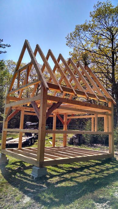 Tiny Timber Frame, Timber Frame Plans, Timber Frame Cabin, Frame Projects, Small Cabin Plans, Timber Cabin, Timber Frame House, Timber Frame Building, Small Log Cabin