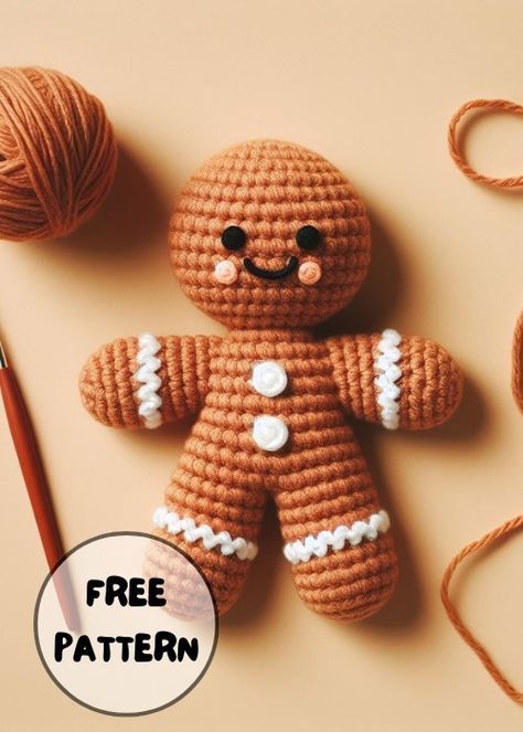 Free Crochet Gingerbread Man Amigurumi Pattern Crochet Pattern Gingerbread Man, Knitted Gingerbread Man, Gingerbread Man Knitting Pattern Free, Crochet Gingerbread Ornaments Free Pattern, Ginger Bread Man Crochet Free Pattern, Gingerbread Man Amigurumi Free Pattern, Amigurumi Gingerbread Man Free Crochet, Knitted Gingerbread Man Free Pattern, Gingerbread Man Amigurumi