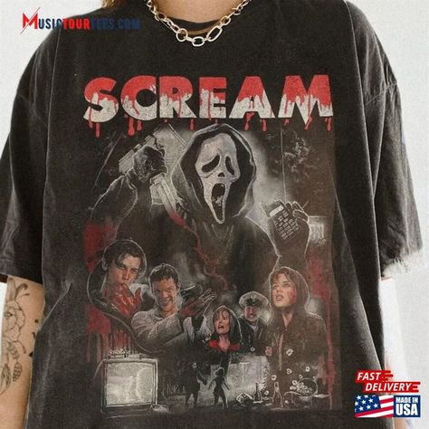 Vintage Scream Movie Shirt Ghostface Halloween Sweatshirt 90S Bootleg Hoodie Check more at https://musictourtees.com/product/vintage-scream-movie-shirt-ghostface-halloween-sweatshirt-90s-bootleg-hoodie/ Ghostface Clothes, 80s Horror Movie Outfits, Scream Merch, Ghostface Shirt, Scream Shirt, Boo Basket, Scream Movie, Fit Ideas, Halloween Sweatshirt