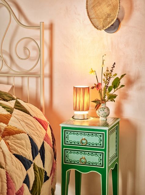 Unusual Bedside Tables, Mango Wood Bedside Tables, Green Mango, Wood Armoire, Wood Bedside Table, Metal Side Table, Oliver Bonas, Wooden Storage, Wood Storage