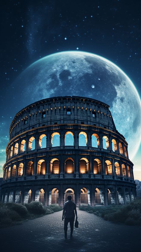 Gladiator Colosseum, Rome Gladiator, Leo Wallpaper, Rome Italy Photography, Rome At Night, Roman Tattoo, Roman Colosseum, Anime Landscape, Thigh Tat