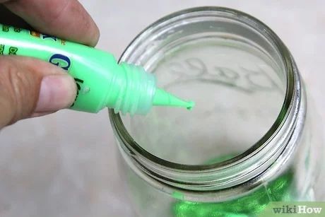 4 Ways to Make Galaxy Glow in the Dark Jars - wikiHow Glow In The Dark Jars, Glass Jar Crafts, Glow In Dark Paint, Glow Bottle, Glow Stick Jars, Diy Galaxy Jar, Ocean Bottle, Galaxy Jar, Glow Jars