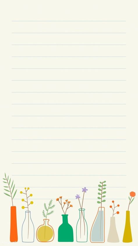 Note Paper Template, Flowers In Vases, Kalender Design, Doodle Flowers, Mobile Phone Wallpaper, Memo Paper, Powerpoint Background Design, 카드 디자인, Framed Wallpaper