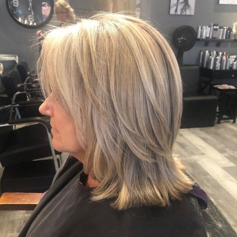 Medium Layered Haircut for 60-Year-Old Women Medium Thick Hair Hairstyles, Haircuts For Women Over 60 Medium Length, Over 60 Hairstyles, Old Hairstyles, Medium Layered Haircuts, Medium Layered Hair, Medium Layered, Shoulder Length Hair Cuts, Layered Haircut