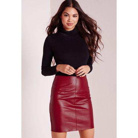 Missguided Faux Leather Mini Skirt ($31) ❤ liked on Polyvore featuring skirts, mini skirts, burgundy, imitation leather skirt, vegan leather skirt, burgundy faux leather skirt, burgundy skirt and missguided skirt Purple Leather Skirt Outfit, Burgundy Leather Skirt Outfit, Red Leather Skirt Outfit, Faux Leather Skirt Outfit, Red Skirt Outfits, Leather A Line Skirt, Faux Leather Mini Dress, Red Leather Skirt, Black Skirt Outfits