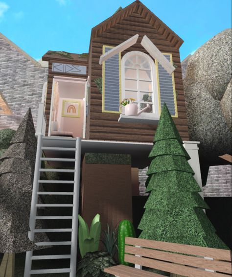 Weird Bloxburg Houses, 1k Bloxburg House, How To Build A Tree House In Bloxburg, Bloxburg Tree House Layout, Small One Person Bloxburg House Layout, Bloxburg Tree House Ideas, Bloxburg Mini House Ideas 2 Floor, Bloxburg Mood Booster House, Bloxburg Treehouse Layout