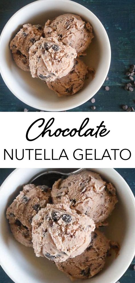 Italian Ice Cream Recipe, Nutella Gelato, Gelato Chocolate, Nutella Ice Cream, Italian Ice Cream, Gelato Recipe, Gelato Ice Cream, Ice Cream Maker Recipes, Frozen Dessert Recipe