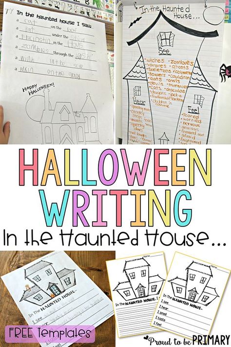 Check out this FREE Halloween haunted house writing lesson for primary teachers called "In the Haunted House"! Kids will have fun creating spooky sentences, learning Halloween vocabulary using their senses and positional words, and will get creative with this activity. #halloween #halloweenactivities #hauntedhouse #kidwriting Haunted House Writing, Τσάντες Louis Vuitton, Halloween Writing Activities, Halloween Literacy, Positional Words, October Classroom, Halloween Vocabulary, Halloween Lesson, October Activities