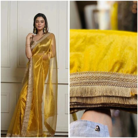 Bollywood Collection🌼 Banarasi Tissue Silk Saree with Heavy Lace Work Plain blouse With Lace Border *Rs -: 1600 + Shipping* Excellent quality Can be customised in any Colours We Bring Only Most Unique Collection For you🛍️ Tissue Silk Saree, Plain Blouse, Lace Border, Silk Saree, Silk Sarees, Saree, Bring It On, Silk, Lace