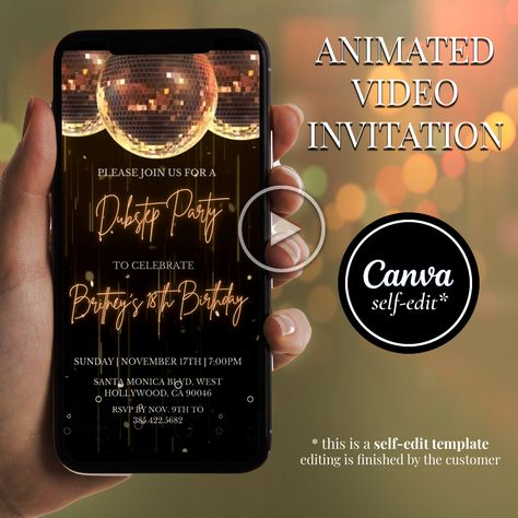 Golden Birthday Party Video Invitation, Animated Invite with Disco Balls, Instant Download, Digital Evite Template, All text Editable, Golden Birthday Party, Birthday Party Video, Golden Birthday Parties, Disco Birthday Party, 70th Birthday Invitations, Cocktail Videos, Party Video, Animated Invitations, Birthday Video