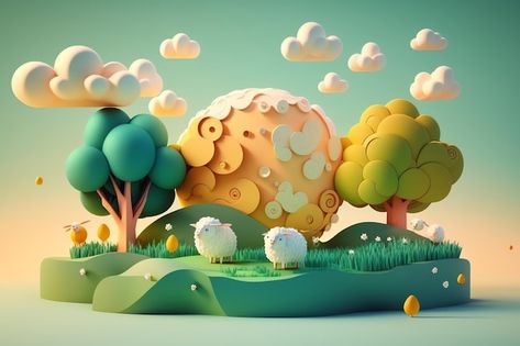 Earth Day Illustration, Virtual Reality Art, Cartoon Garden, Nature 3d, Aquascape Design, About Earth, Cute Craft, 3d Environment, Air Dry Clay Projects