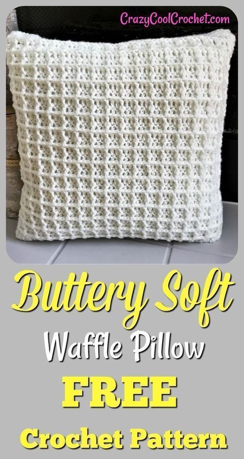 Free crochet pillow pattern using the easy to learn waffle stitch. Soft, farmhouse style pillow decor. Great for crochet housewarming, teacher gift, crochet bridal shower gift! #freecrochetpattern #crochetpatternfree #crochetpillow #crochetbeginner #easycrochet #crochetfarmhouse #crochethomedecor #crochetpillowpattern #crazycoolcrochet Waffle Pillow, Crochet Pillow Case Pattern, Crocheted Pillow, Crochet Pillow Patterns Free, Crochet Pillow Cases, Crochet Cushion Pattern, Crochet Waffle Stitch, Cushion Cover Pattern, Pillow Covers Pattern