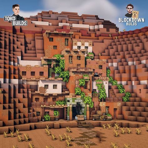 Tokobuilds on Instagram: “🏜️ Mesa Village 🏠 Another collab with the amazing @blockdown_builds 😍 Make sure to check out his page and leave him a follow for more…” Cliffside Base Minecraft, Minecraft Mesa House Ideas, Mesa Village Minecraft, Mesa Base Minecraft, Mesa Biome Minecraft Builds, Minecraft Mexican Style House, Mesa Biome House Minecraft, Minecraft Mesa Base, Mesa Builds Minecraft