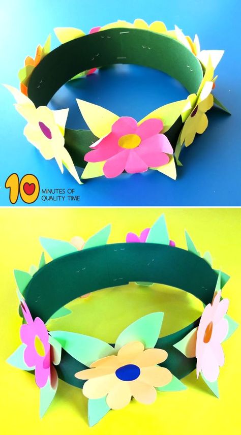 Luau Crafts, Hawaii Crafts, Summer Crafts For Toddlers, Paper Flower Crown, Hawaiian Crafts, Crown Crafts, Kraf Diy, Spring Crafts For Kids, Aktivitas Montessori