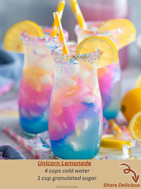 Tea Blends Recipes, Yummy Summer Drinks, Fun Drink Recipe, Iced Drinks Recipes, Summer Drinks Alcohol, Colorful Desserts, Drink Recipes Nonalcoholic, Smoothie Drink Recipes, Summer Smoothies