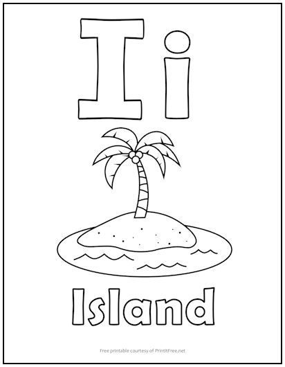 Alphabet letter coloring pages are perfect for toddlers, preschoolers, kindergartners, and first graders, to help reinforce letter recognition and writing skills. This one features the letter “I” and includes a picture of an island. Be sure to download and print the entire alphabet! Letter I Printable, Letter I Coloring Pages, I Coloring Pages, Free Preschool Printables Alphabet, Letter I Words, Letter Coloring Pages, Ryan Sullivan, Letter I Worksheet, Kids Colouring Printables