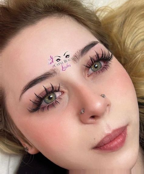 Anime Lash Extensions Styles, Anime Set Lash Extensions, Eyelash Extensions Anime Style, Hybrid Anime Lash Extensions, Top And Bottom Lashes Extensions, Blonde Eyelash Extensions, Lash Extensions Top And Bottom Styles, Wispy Anime Lashes, Kawaii Lash Extensions