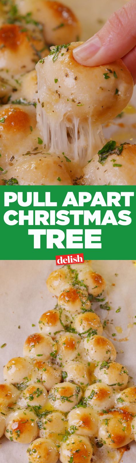 You won't have any trouble taking down this Christmas tree. Get the recipe from Delish.com. Christmas Tree Appetizers, Pull Apart Christmas Tree, Bread Christmas, Christmas Tree Food, Snacks Ideas, Christmas Brunch, Christmas Menu, Xmas Food, Monkey Bread