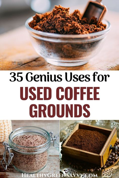 Did you know you can reuse your coffee grounds? Used coffee grounds have a surprising number of cool uses in the garden, for cleaning, skincare, crafts, and more. Check out these 35 creative ways to use coffee grounds! #reducewaste #greenliving #ecofriendly How To Reuse Coffee Grounds, Coffee Grounds Skin Care, What Can You Do With Coffee Grounds, Coffee Waste Products, Recycle Coffee Grounds, Used Coffee Grounds Uses Beauty, What To Do With Used Coffee Grounds, Uses For Used Coffee Grounds, How To Use Coffee Grounds In The Garden