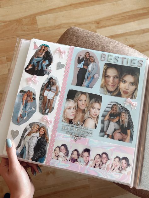 Best Friend Scrapbook Ideas Birthday, Scrapbook Inspo Aesthetic Friends, Friends Scrapbook Layouts, Best Friend Scrapbook Ideas Cover, Besties Scrapbook Ideas, Scrapbooking Ideas For Friends, Photo Book For Best Friend, Scrapbook Ideas For Memories, Scrapbook For Friends Memories