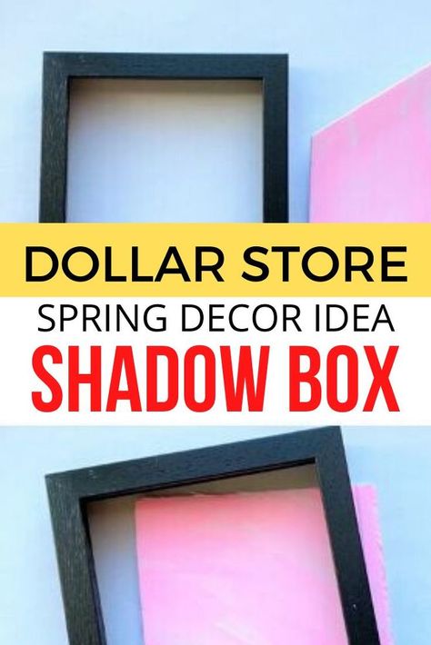 Decorate your home for spring with this cute shadow box butterfly art display. Learn how to make this from dollar store items, its the perfect craft idea for kids as well as they can color in the butterflies and decide where to stick them. #diy #spring #shadowbox Make Your Own Shadow Box Frame, Big Shadow Box Ideas, T Shirt Shadow Box Ideas Diy, Picture Frame Shadow Box Diy, Shadow Box Centerpieces, Diy Shadow Box For Jersey, Diy Display Box How To Make, Dollar Tree Shadow Box Ideas, Mini Shadow Box Diy