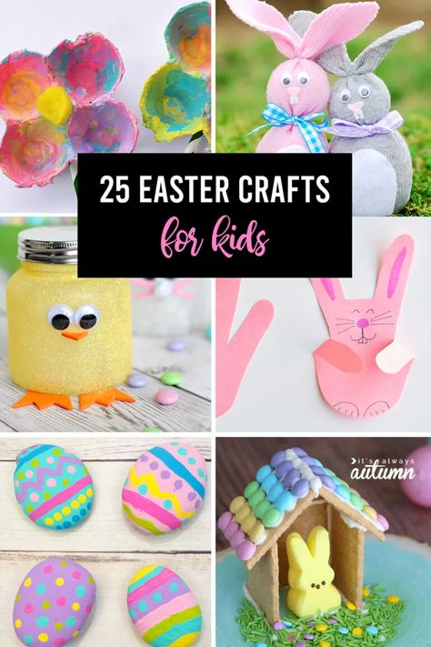 25 Adorable Easter crafts for kids - these are fun and easy Easter crafts that your kids can do with supplies you probably already have around the house. Easter Party Crafts, Origami Bunny, Easter Chick Craft, Diy Easter Crafts, Creative Easter Baskets, Bunny Decorations, Crafts Homemade, Crafts For Kids Easy, Easter Arts And Crafts