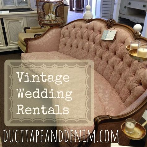 Vintage Wedding Rentals | DuctTapeAndDenim.com Photo Lounge, Vintage Furniture Wedding, Wedding Photo Walls, Vintage Wedding Accessories, Vintage Glam Wedding, Rental Ideas, Bohemian Weddings, Mobile Wedding, Wedding Rental