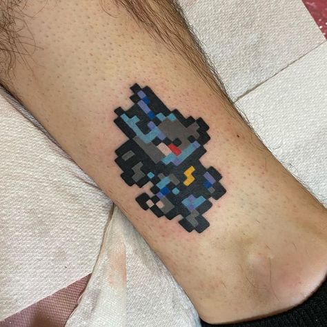 Pixelated Pokemon, Stardew Valley Tattoo, Pixel Tattoo, Valley Tattoo, Video Game Tattoos, Pokemon Pixel, Video Game Tattoo, Jellyfish Tattoo, Geek Tattoo